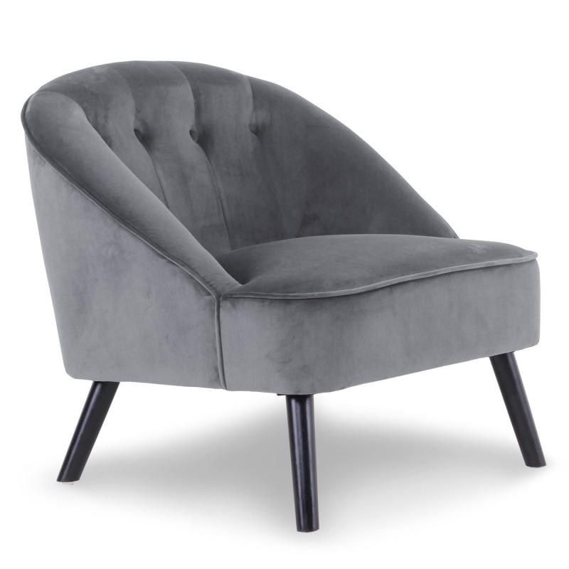 Fauteuil scandinave en velours gris 76cm - Paris Prix - design nordique avec dossier capitonné_0