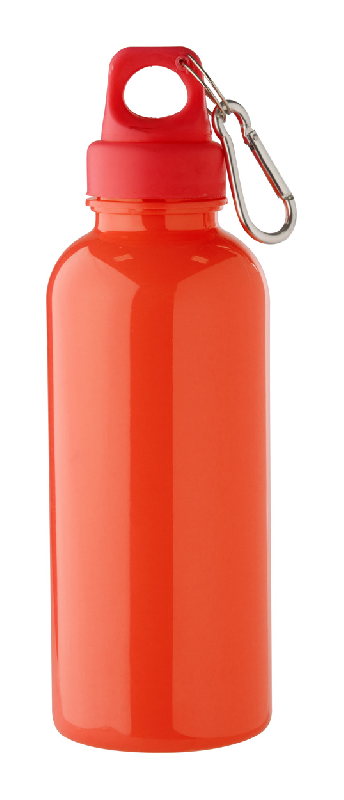 Gourde en plastique avec mousqueton - contenance 600 ml - couleur rouge_0