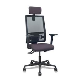Piqueras y Crespo Silla Bormate asincro malla negra asiento bali gris oscuro brazos 2D ruedas 65mm cabecero regulable - gris multi-matériau 405ASM840_0