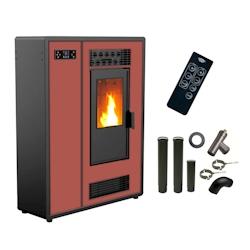 Poêle à granulés Air Slim Astral 12,2 kW Bordeaux Sannover + Kit Raccordement Fumisterie - Astral12Bord_KitChe_0