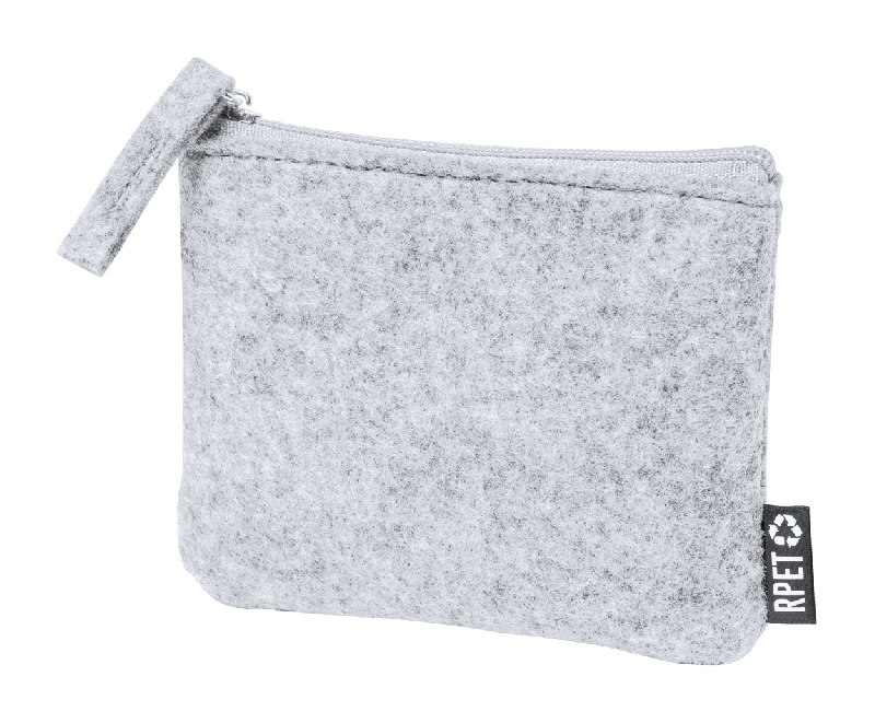 Porte-monnaie zippé en feutre RPET - Labélisé RPET - Gris - 11g_0