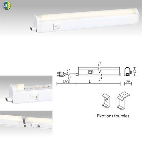 Réglette LED 14W 4000K 230V Halolite Aric - spéciale corniche avec interrupteur et cordon 1.8m_0