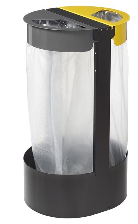 Support sacs poubelles pour tri sélectif - 2 flux - acier anticorrosion - normes Vigipirate_0
