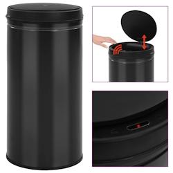 VidaXL Poubelle à Capteur Automatique 70 L Acier Au Carbone Noir - noir 322702_0