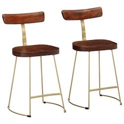 VidaXL Tabourets De Bar Lot De 2 49x43x79 Cm Bois De Manguier Massif - bronze 4013520_0