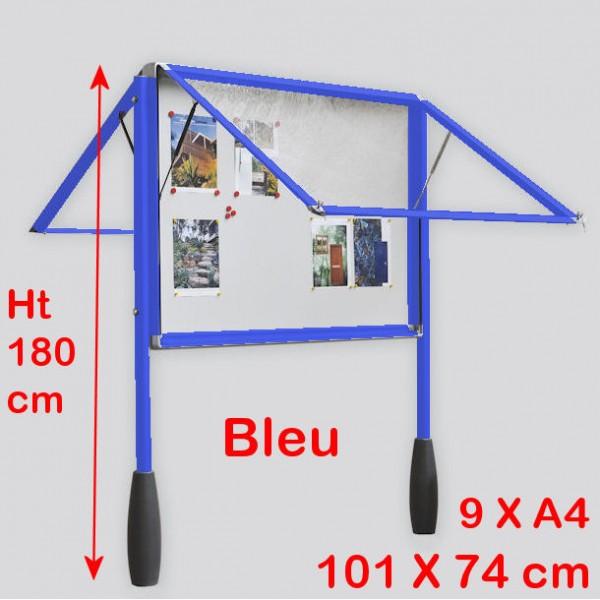 Vitrine d'affichage extérieur sur pieds - double face - Bleu - 12 x A4 - Marque Rolléco_0
