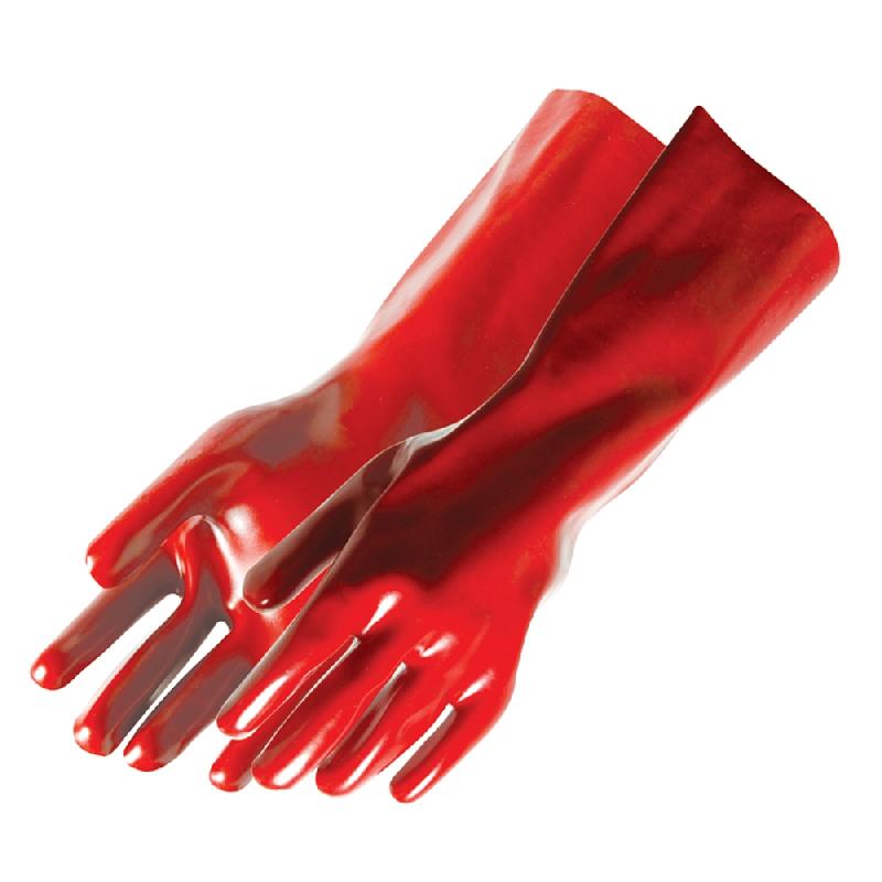 Gants de protection en PVC rouges - taille unique - Silverline 868551 - 400 mm - conformes EN388_0