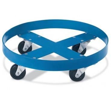 148431W - Roule-fût en acier peint RAL 5010, pour fûts acier 200L et plastique 220L - 4 roulettes pivotantes_0