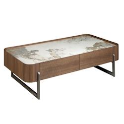 AC ANGEL CERDA Angel Cerdá Table basse rectangulaire en marbre de porcelaine, noyer et acier métallique foncé 2131C 140 x 75 x 40 - marron Bois mas_0