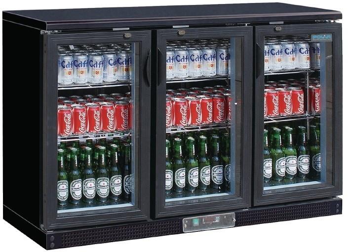 Arrière-bar réfrigéré 3 portes vitrées battantes - 335L - Noir ou acier inox - Éclairage LED - Thermostat digital_0