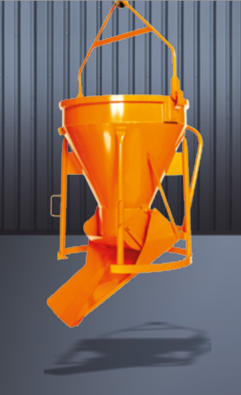 Benne à béton - goulotte latérale rabattable - 1020 - cylindro-conique et robuste avec système de fermeture breveté_0