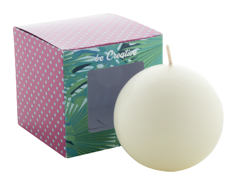 Bougie boule inodore - emballage cadeau en papier cartonné - impression digitale incluse_0