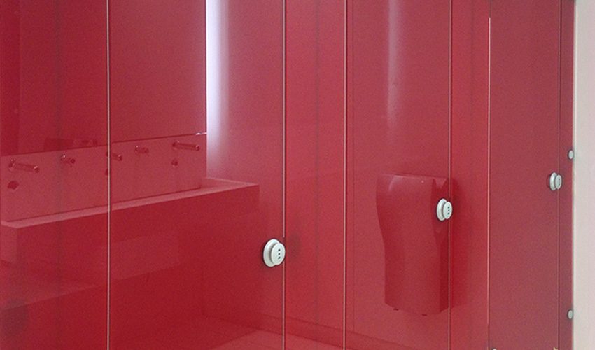 Cabine de vestiaire FOCEA composite - finition verre feuilleté décor - épaisseur 48 mm_0