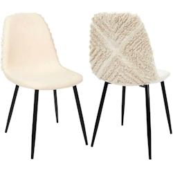 Chaise pieds en métal assise en tissu Mora (Lot de 2) The Home Deco Factory - beige 3664944435952_0