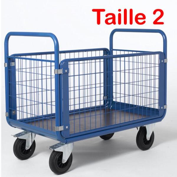 Chariot de manutention 4 côtés grillagés - Rolléco - Jusqu'à 500 kg de charge_0