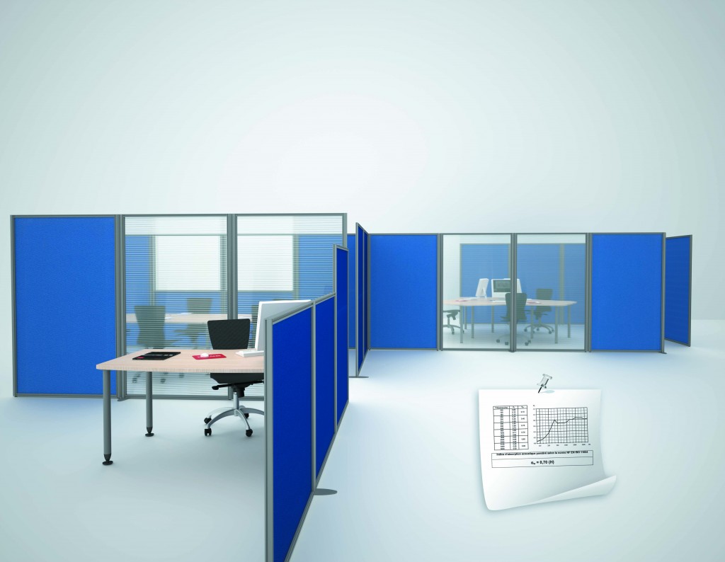 Cloison de bureau NEWDESIGN - Design fin et léger avec réglets coulisses en aluminium - Technologie Acoustique NEWTECH_0
