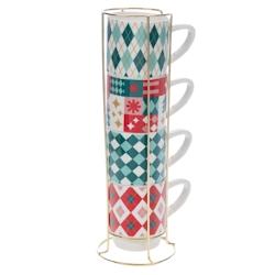 Coffret 4 tasses déjeuner Santa -  Multicolore Rond Porcelaine Amadeus 10.1x6.8 cm - multicolore porcelaine 3520071939018_0