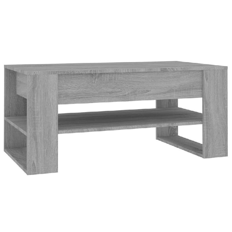 Décoshop26 - Table basse avec étagères 102 x 55 x 45 cm bois d'ingénierie gris DEC039999 - gris Bois massif 3000264701467_0