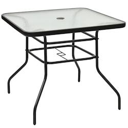 Décoshop26 - Table de jardin carrée en métal avec plateau en verre 81x81x71 cm de style moderne pour terrasse balcon noir 20_0001197 - noir 3000946_0