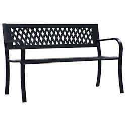 Helloshop26 - Banc de jardin meuble de patio d'extérieur terrasse noir 120 cm acier 02_0011752 - noir 3000645047764_0