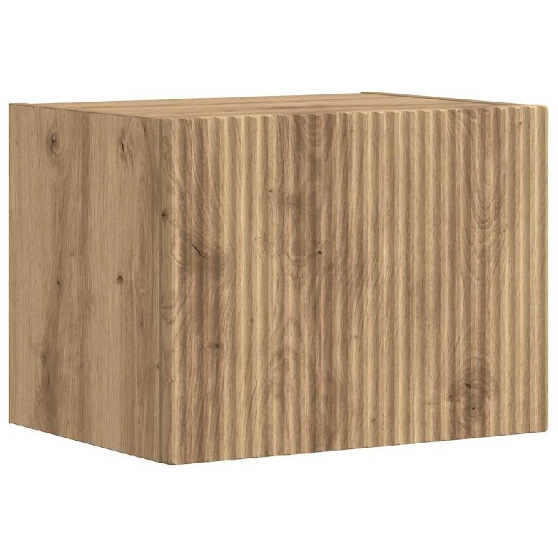 Helloshop26 - Meuble TV mural moderne avec étagères 60 x 31 x 29 cm rangement efficace en bois d'ingénierie chêne artisan 02_0054885 - Bois massif_0