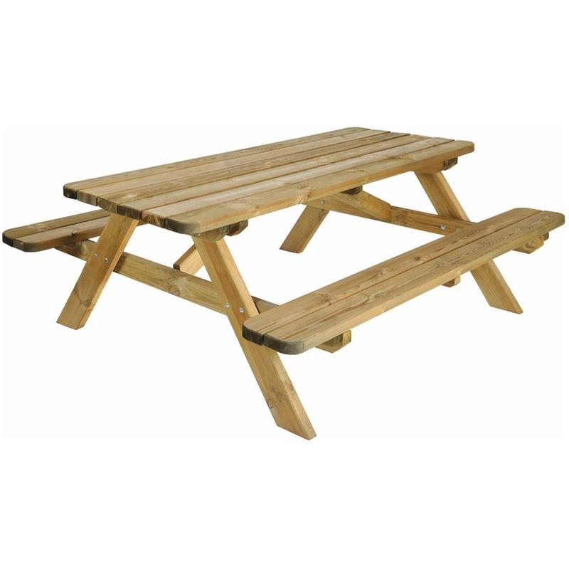 JARDIPOLYS - TABLE PIQUE NIQUE EN BOIS 180 CM - ROBUSTE - BURGER JARDIPOLYS