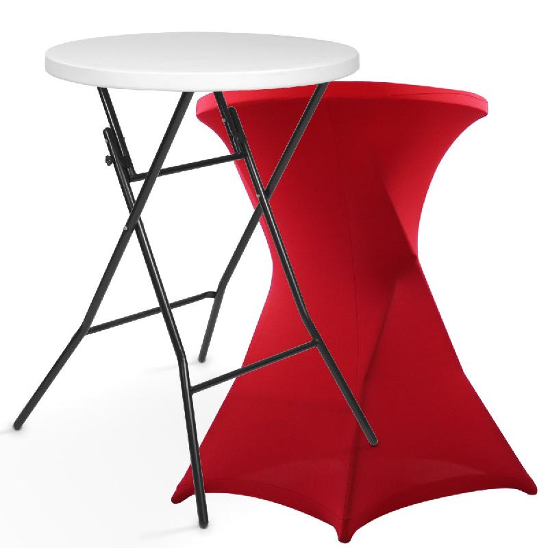 Mange-debout pliable avec housse stretch rouge - Plateau en résine et structure acier époxy_0