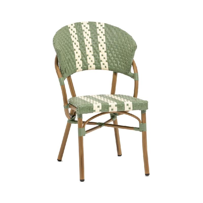 Molene - Chaise aluminium avec assise et dossier en wicker bicolore - Empilable par 6 - Stamp_0