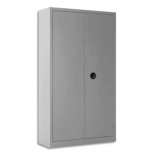 Pierre henry armoire haute monobloc corps et rideau gris, porte battante - dim.: l90 x h180 x p43 cm_0