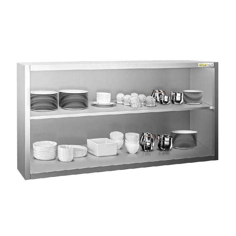 Placard mural inox 1800 x 400 mm / Hauteur 800 mm ouvert PREMIUM - GOLDINOX - gris inox 3701770819935_0