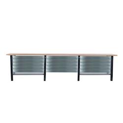 PROREGAL Etabli BUFFALO WOOD avec 15x Tiroir| HxLxP 86,5x300x75cm | Capacité de Charge 1000kg | Anthracite - noir métal PR_RS157-106_0
