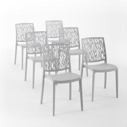 RATTATAN Set 6 Chaises en polypropylène avec fibre de verre empilables pour extérieur et jardin, bar et restaurant, cuisine design moderne - LISA -_0