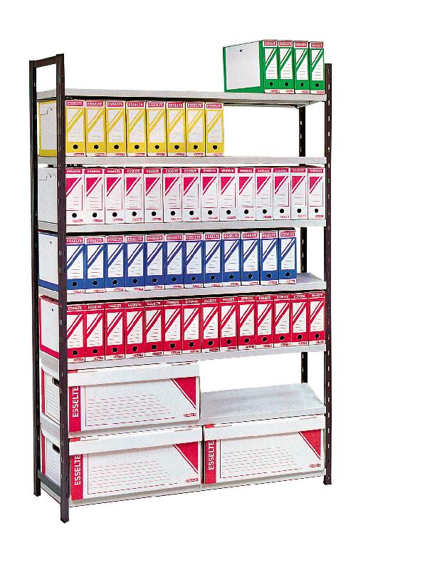 Rayonnage archives simple face peint - 7 niveaux avec tablettes L1170 - Stockage 98 boîtes_0