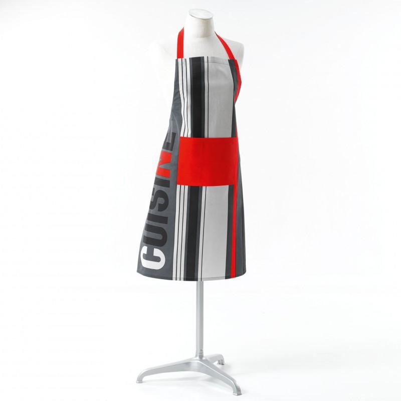 Tablier de cuisine en coton - Top Cuisine 84 cm gris - Paris Prix_0