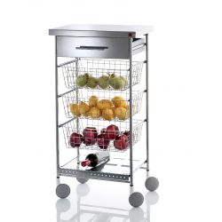 Desserte de cuisine Afinity Inox - Don Hierro - 3 paniers coulissants - Acier inoxydable - 48 x 34 x 93 cm_0