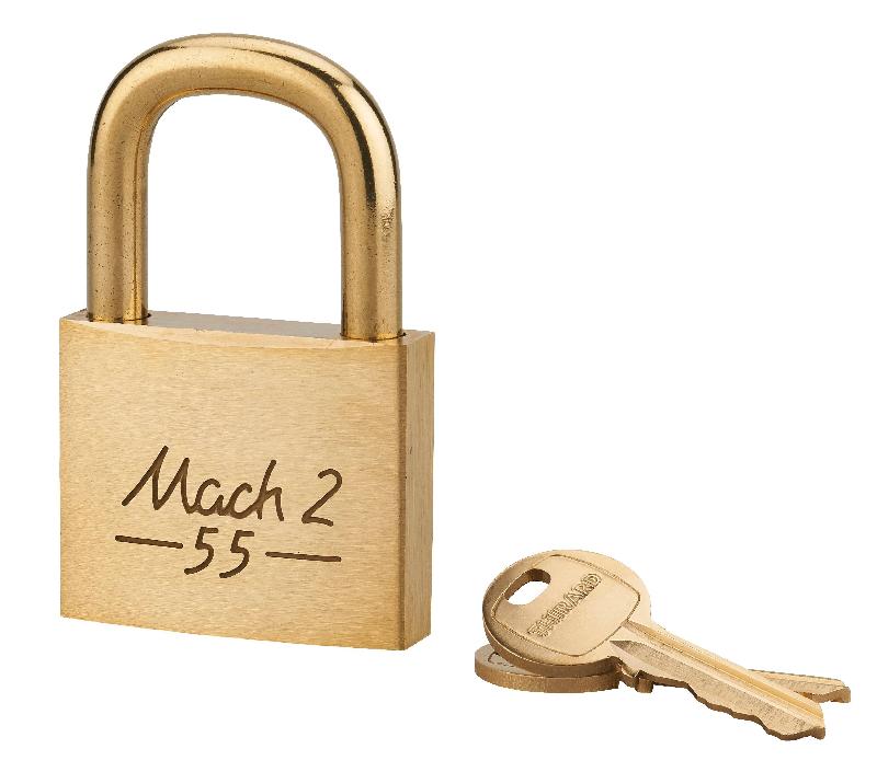 Cadenas à clé Mach 2 - 55 mm - Laiton monobloc, anse laiton, mécanisme à goupilles - Thirard_0