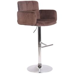 Décoshop26 - Tabouret de bar pivotant en velours marron et métal chromé avec accoudoirs repose-pieds et dossier TDB10646 - marron 3002470732693_0