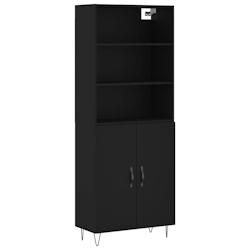 HELLOSHOP26 - Buffet haut en bois d'ingénierie, noir, avec pieds en métal, 69,5 x 34 x 180 cm - rangement cuisine/séjour/salon_0