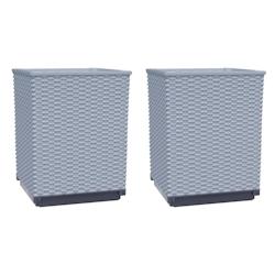 Helloshop26 - Jardinière bac lit surélevé plantes fleurs jardin terrasses lot de 2 clair 30 x 30 x 37 cm polypropylène gris 02_0039069 - 3000218017156_0