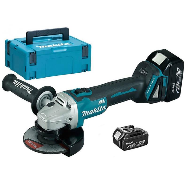 Meuleuse 18v 125mm + 2 batteries 5ah + chargeur rapide + coffret makpac - MAKITA - dga504rtj - 788910_0