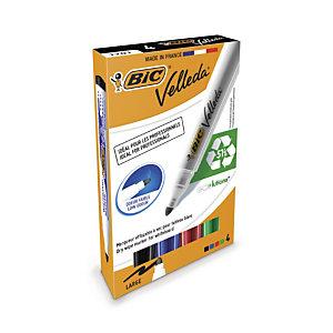 POCHETTE DE 4 MARQUEURS VELLEDA 51% RECYCLÉ BIC POINTE CONIQUE COULEURS ASSORTIES