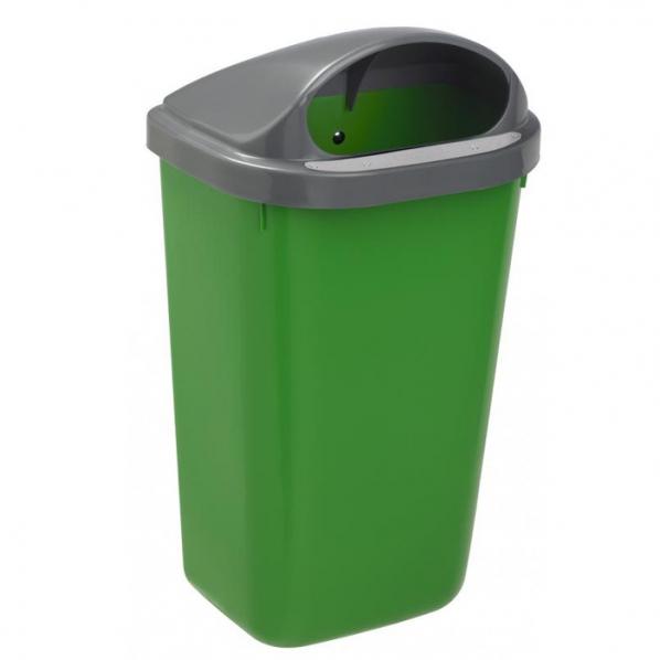 Poubelle publique grand volume 50 litres - XERIOS Vert/Gris - Fixation murale ou sur poteau_0