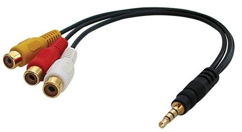 LINDY 35539 - Câble adaptateur audio-vidéo - 0,25m - 3.5mm vers 3 x RCA - Noir_0
