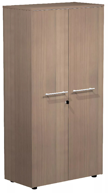 Armoire 2 portes mélaminé à serrure - 3 étagères - L. 83 P. 43 x H. 158 cm So Flora - Noyer Naturel_0