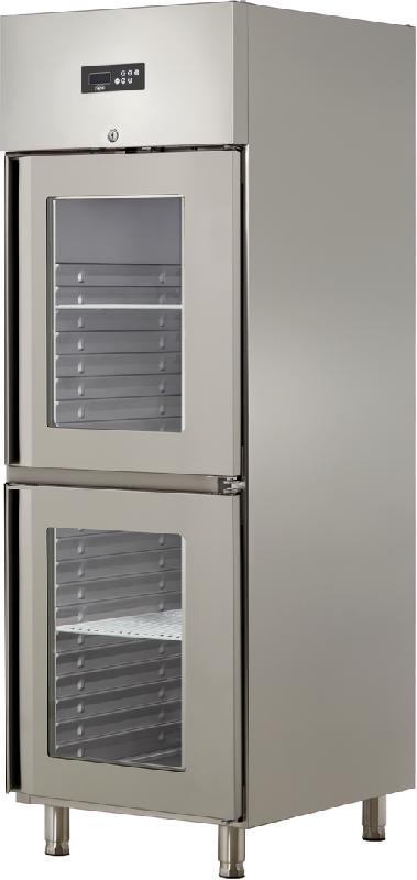 Armoire réfrigérée inox 2 demi-portes vitrée 610 l négative - OZ700P-2PV_0