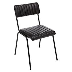 Bistromania Chaise de repas en cuir RETRO - Noir - 157284C_0