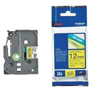 Brother - Ruban de transfert thermique pour P-Touch laminé - Noir/Jaune - 12mm x 8m - TZE631_0