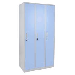 Décoshop26 - Casier avec 3 compartiments avec serrure tôle d'acier laminé bleu 180x90x50 cm 04_0007272 - bleu 3000262036066_0