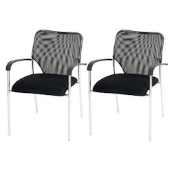 Décoshop26 - Lot de 2 chaises visiteur chaise de conférence empilable en tissu/textile noir 04_0000279 - noir 3000252238982_0