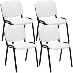 Décoshop26 - Lot de 4 chaises visiteur empilable zone d'attente en PVC blanc piètement à 4 pieds en métal noir 10_0003189 - blanc 3000251445848_0